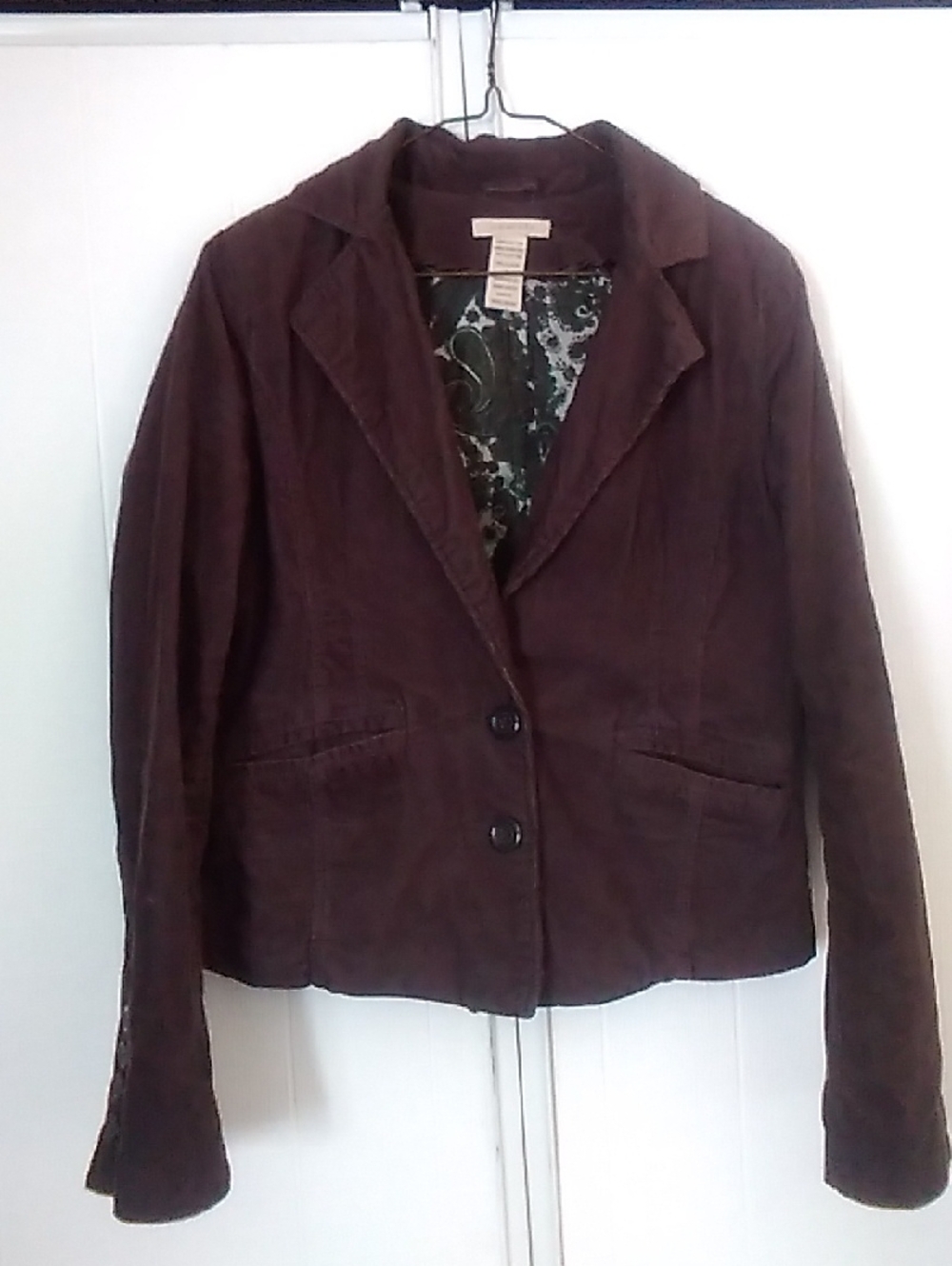 Womens Dark Brown Corduroy Blazer Jacket